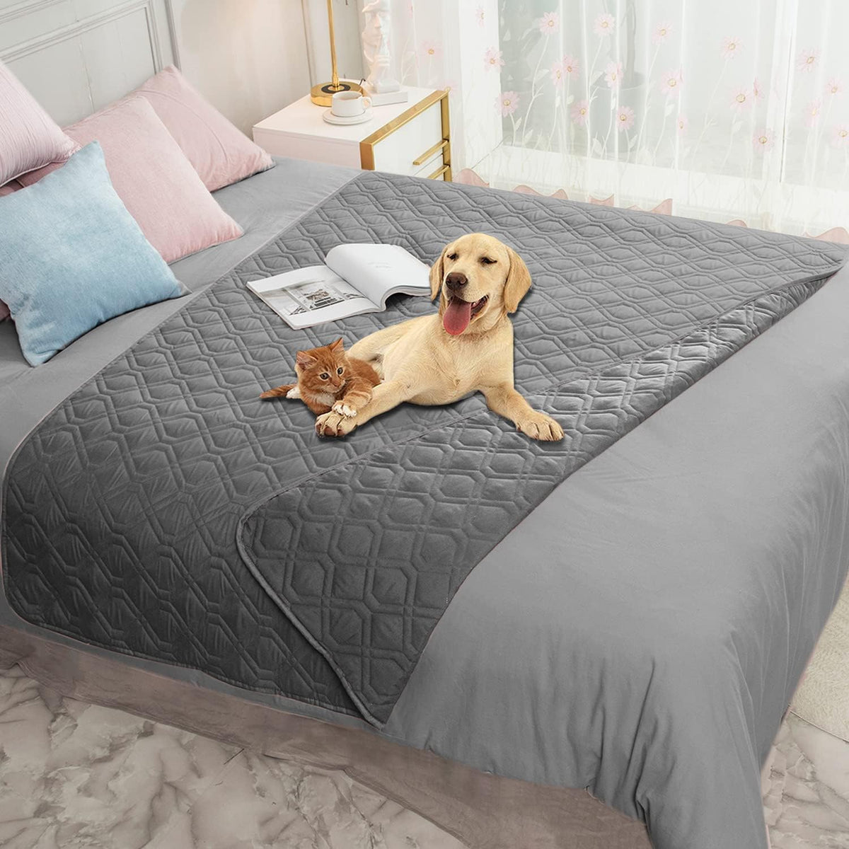 Waterproof Dog Bed Cover Pet Blanket for Furniture Bed Couch Sofa Reversible - Colors B