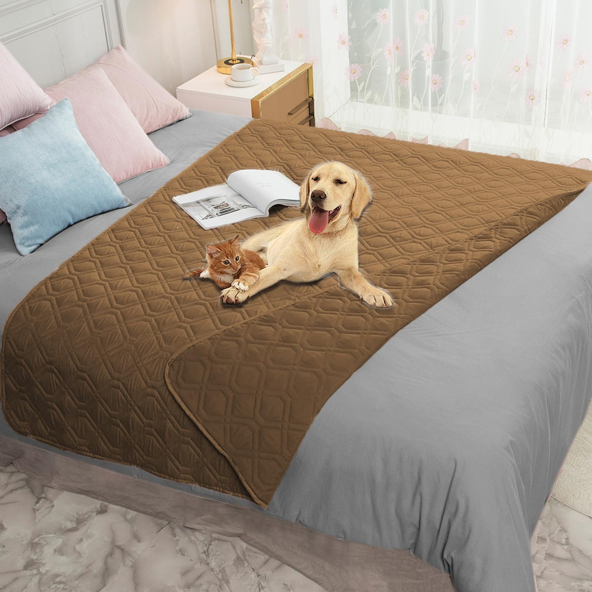 Waterproof Dog Bed Cover Pet Blanket for Furniture Bed Couch Sofa Reversible - Colors B