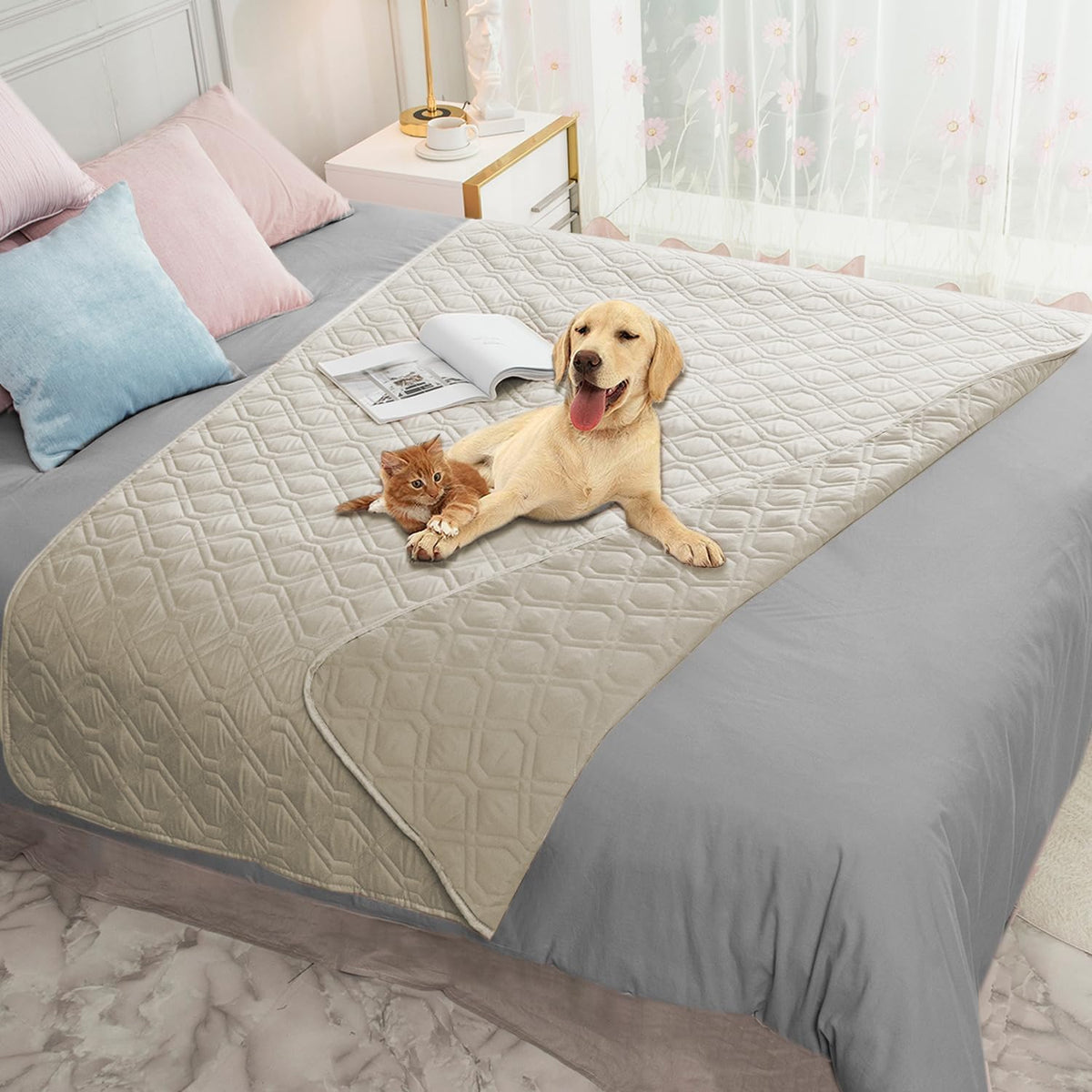 Waterproof Dog Bed Cover Pet Blanket for Furniture Bed Couch Sofa Reversible - Colors B