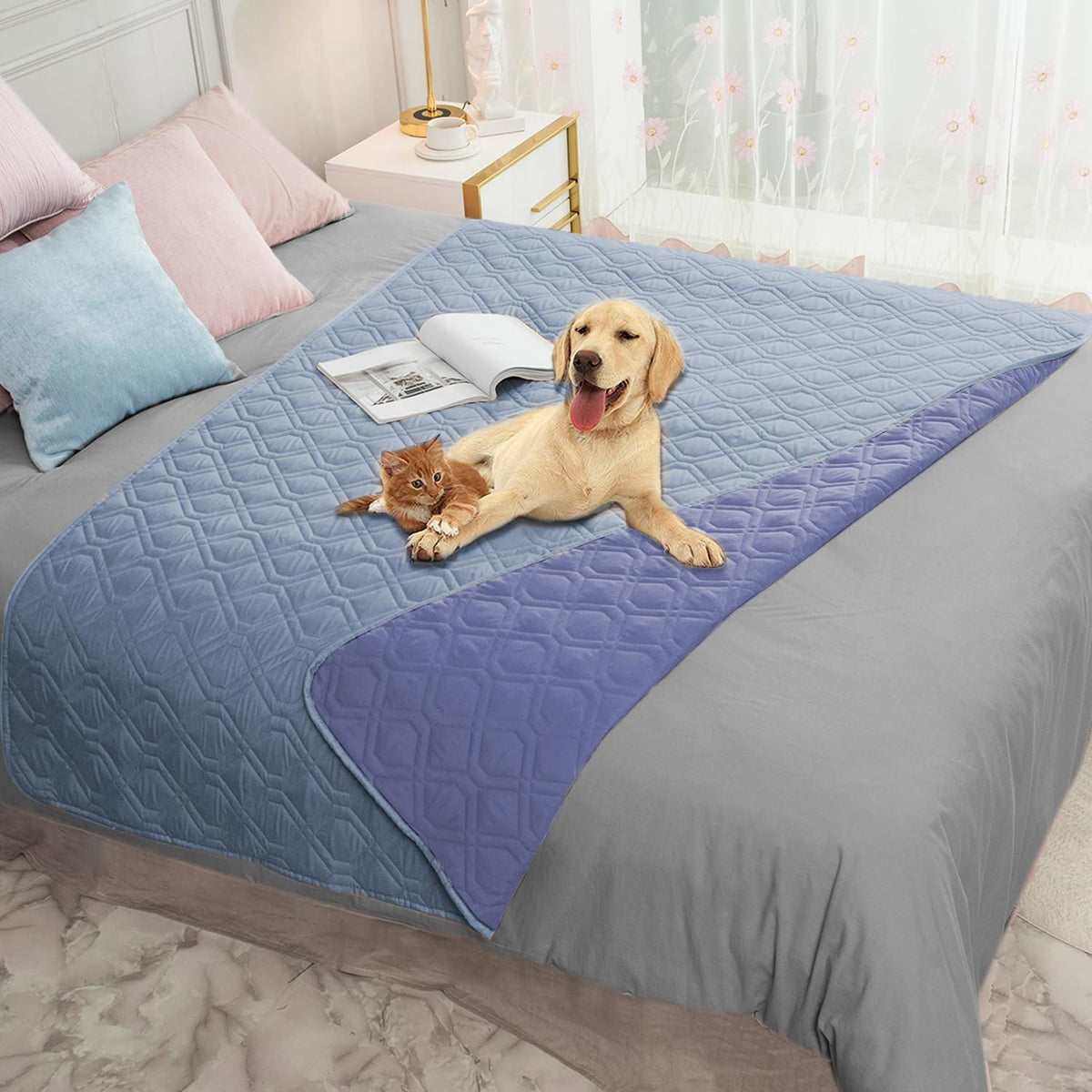 Waterproof Dog Bed Cover Pet Blanket for Furniture Bed Couch Sofa Reversible - Colors B