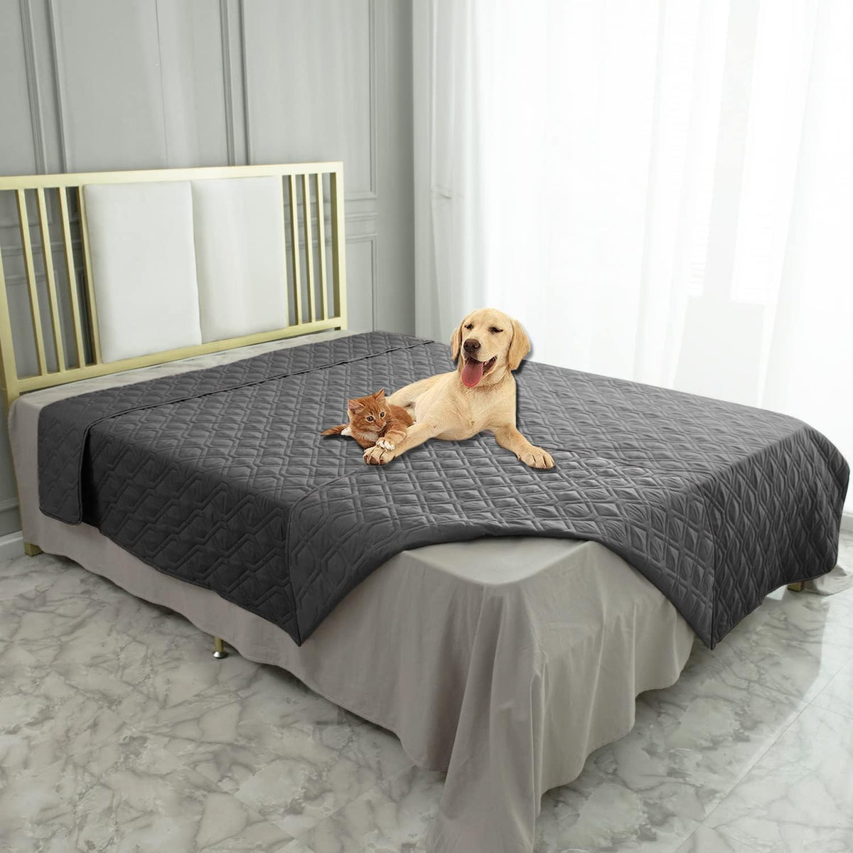Waterproof Dog Bed Cover Pet Blanket for Furniture Bed Couch Sofa Reversible - Colors B