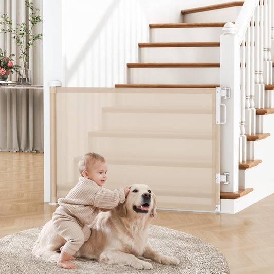 Retractable Baby Gate for Stairs & Doorways, Dog Gate Indoor Outdoor