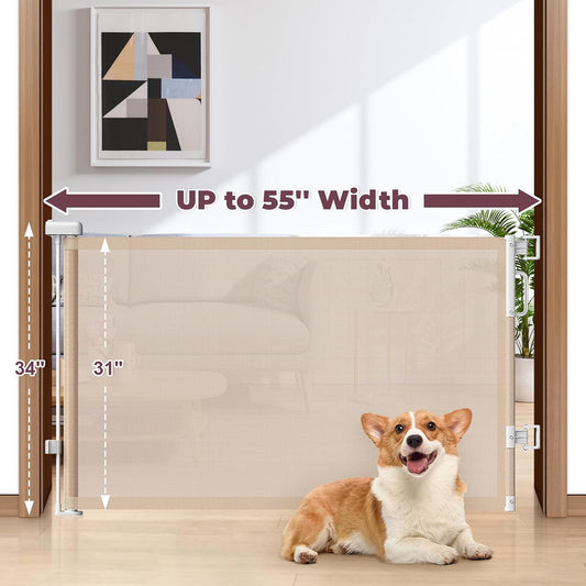 Retractable Baby Gate for Stairs & Doorways, Dog Gate Indoor Outdoor