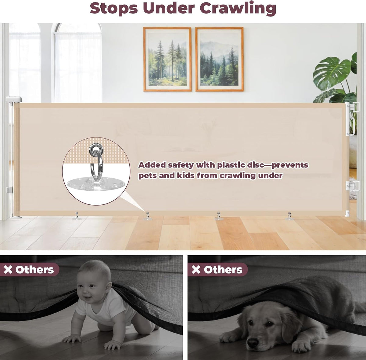 Retractable Baby Gate for Stairs & Doorways, Dog Gate Indoor Outdoor