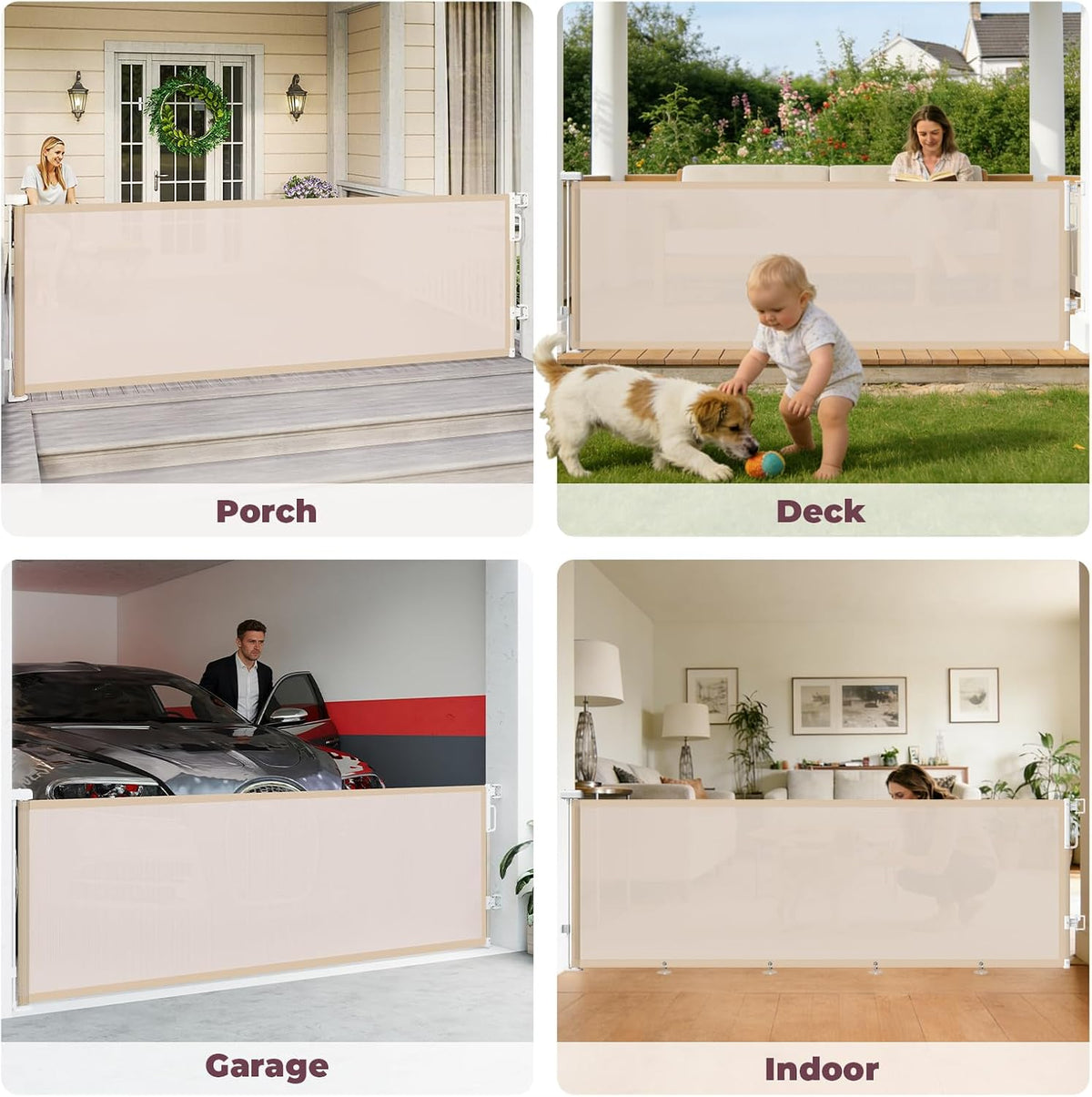 Retractable Baby Gate for Stairs & Doorways, Dog Gate Indoor Outdoor