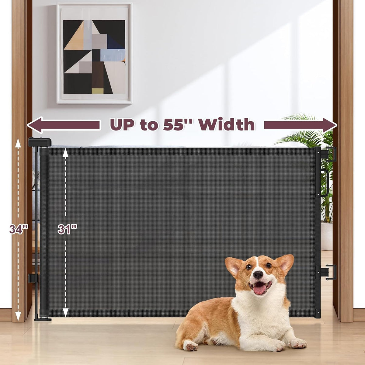 Retractable Baby Gate for Stairs & Doorways, Dog Gate Indoor Outdoor