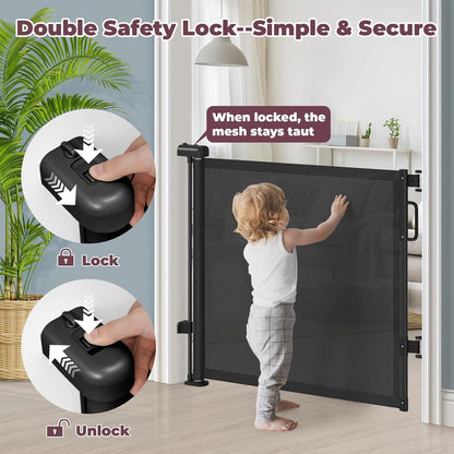 Retractable Baby Gate for Stairs & Doorways, Dog Gate Indoor Outdoor