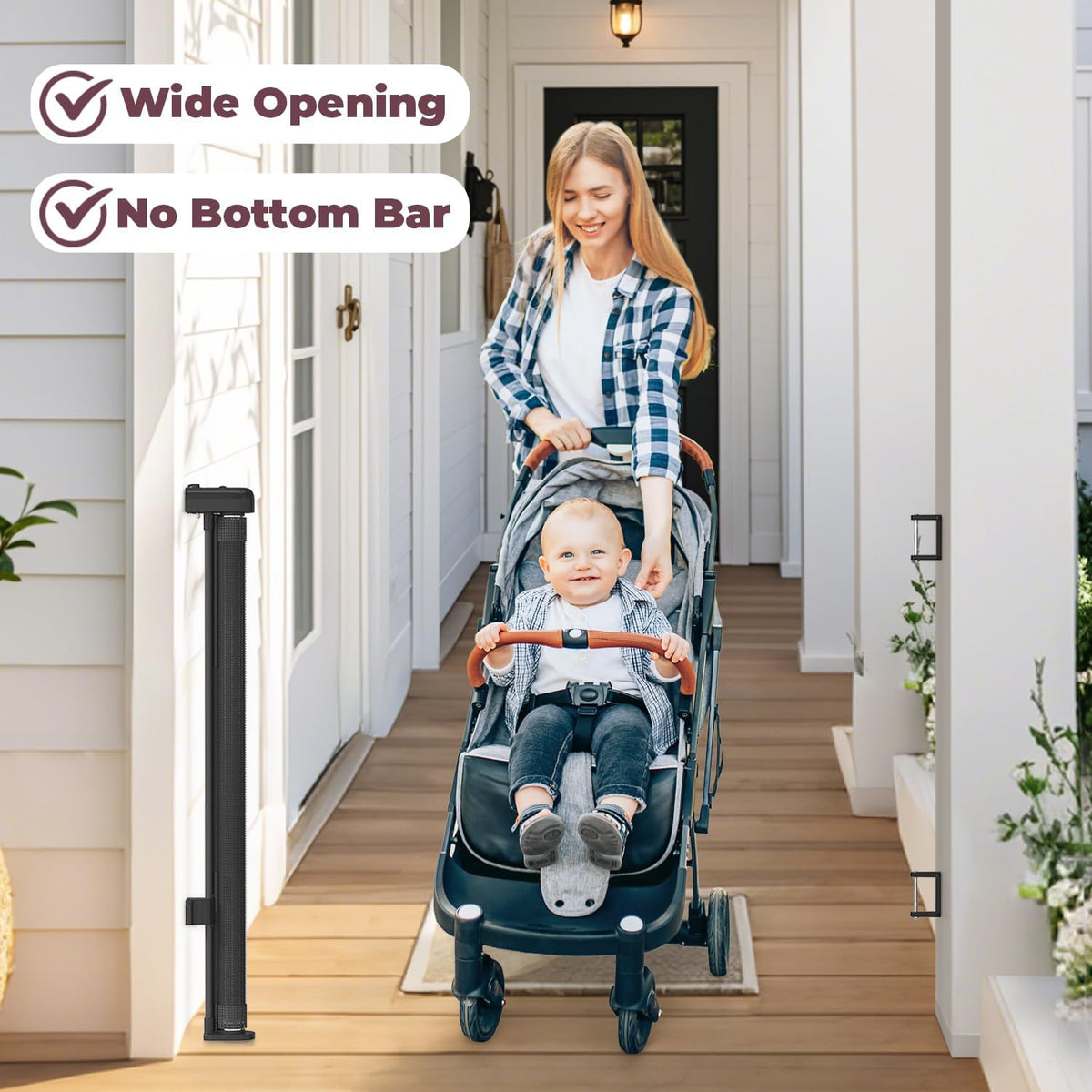 Retractable Baby Gate for Stairs & Doorways, Dog Gate Indoor Outdoor