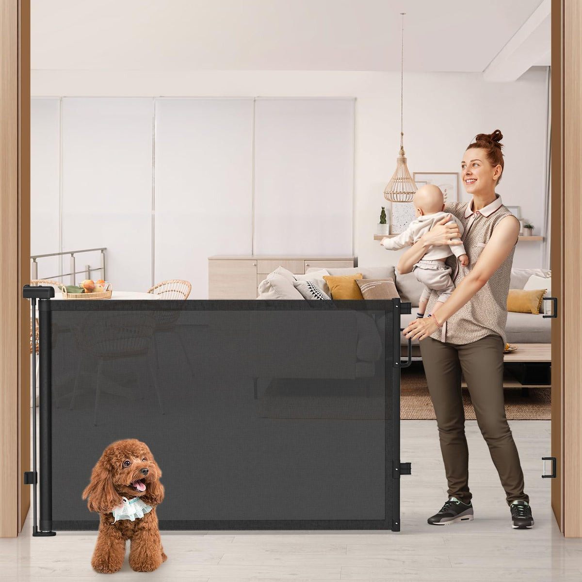 Retractable Baby Gate for Stairs & Doorways, Dog Gate Indoor Outdoor