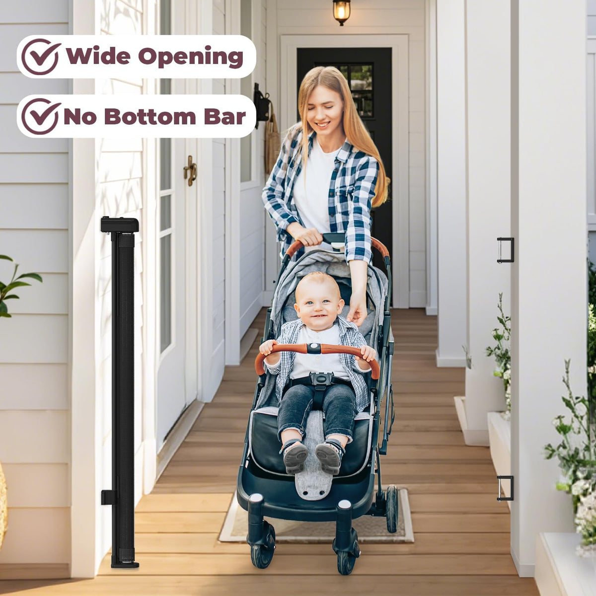 Retractable Baby Gate for Stairs & Doorways, Dog Gate Indoor Outdoor