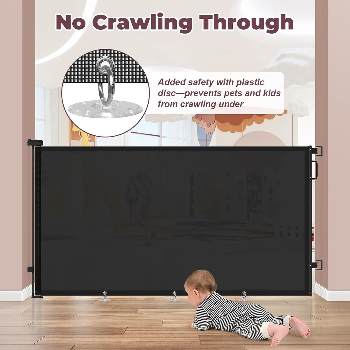 Retractable Baby Gate for Stairs & Doorways, Dog Gate Indoor Outdoor