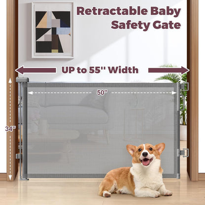 Retractable Baby Gate for Stairs & Doorways, Dog Gate Indoor Outdoor