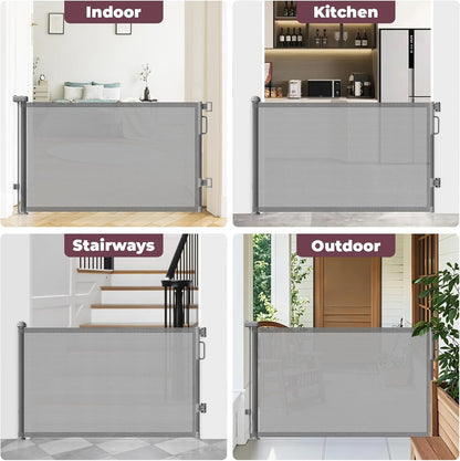 Retractable Baby Gate for Stairs & Doorways, Dog Gate Indoor Outdoor