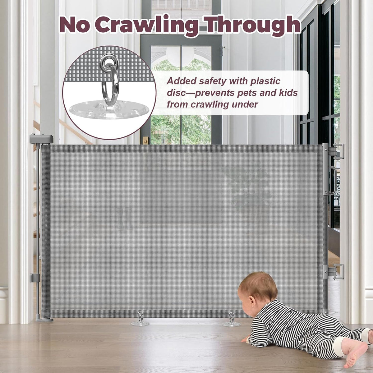 Retractable Baby Gate for Stairs & Doorways, Dog Gate Indoor Outdoor