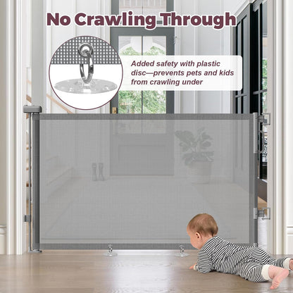 Retractable Baby Gate for Stairs & Doorways, Dog Gate Indoor Outdoor