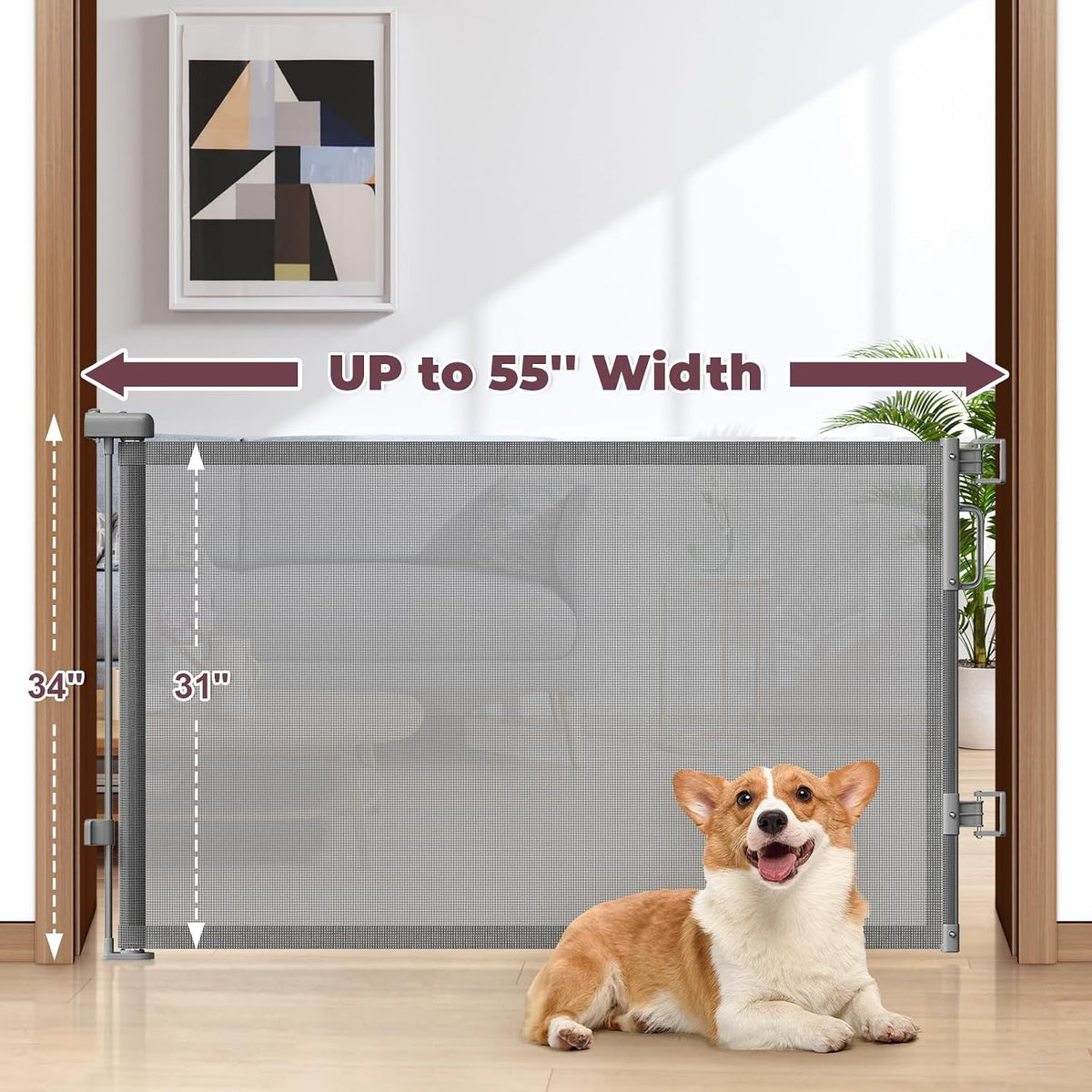 Retractable Baby Gate for Stairs & Doorways, Dog Gate Indoor Outdoor