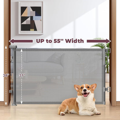 Retractable Baby Gate for Stairs & Doorways, Dog Gate Indoor Outdoor
