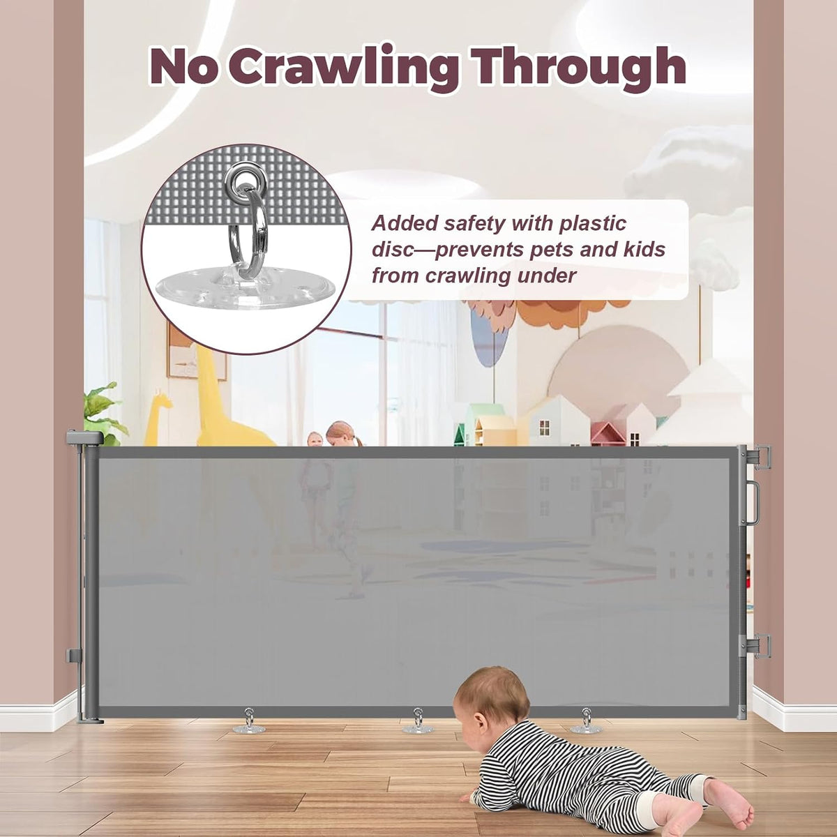 Retractable Baby Gate for Stairs & Doorways, Dog Gate Indoor Outdoor