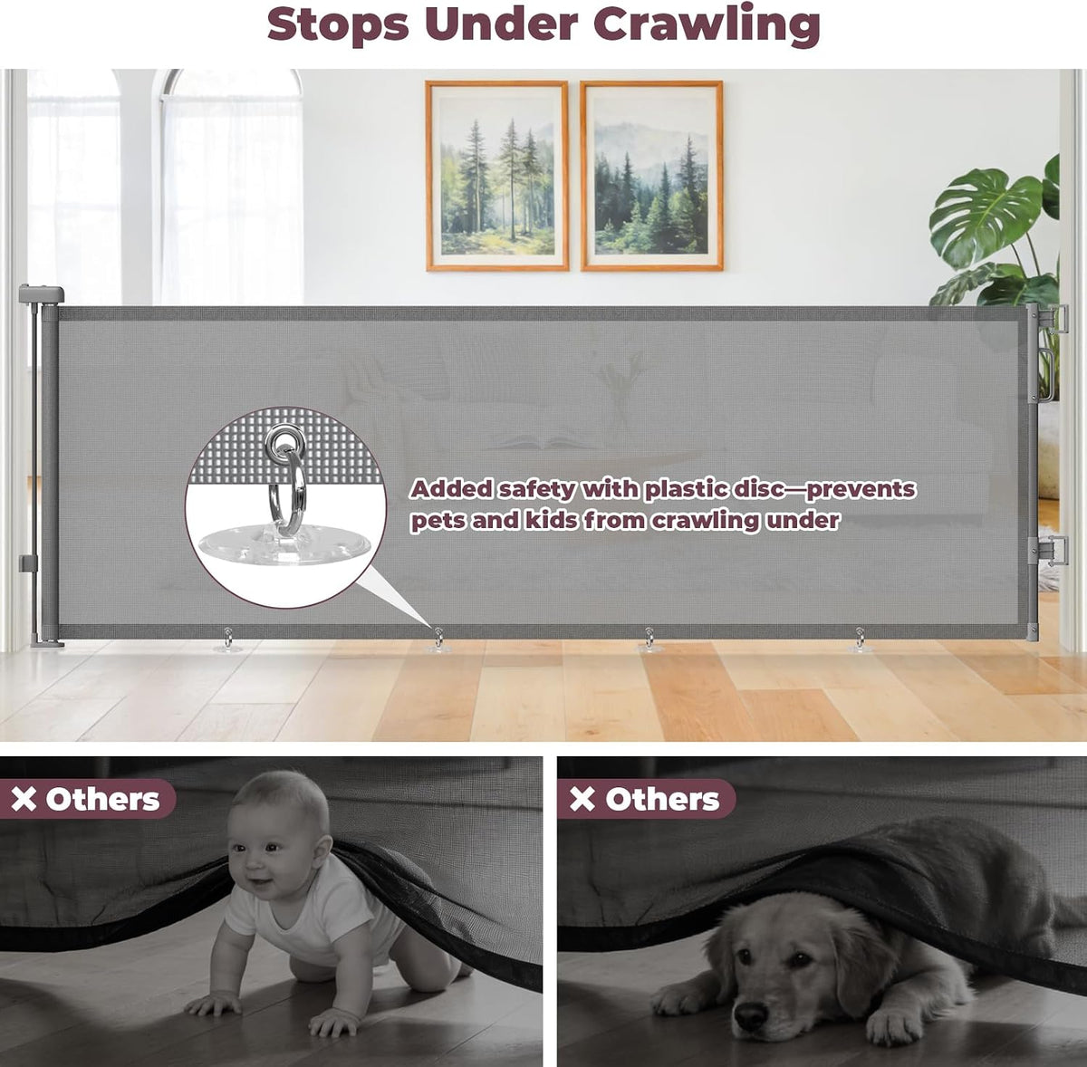 Retractable Baby Gate for Stairs & Doorways, Dog Gate Indoor Outdoor
