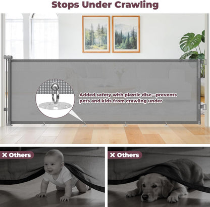 Retractable Baby Gate for Stairs & Doorways, Dog Gate Indoor Outdoor