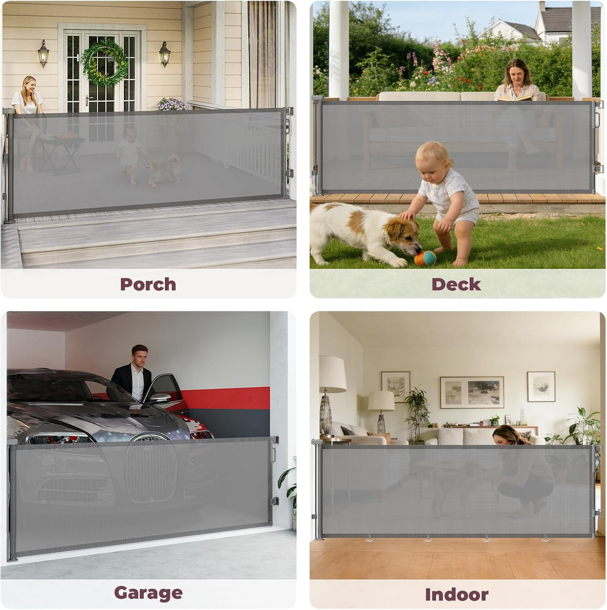 Retractable Baby Gate for Stairs & Doorways, Dog Gate Indoor Outdoor