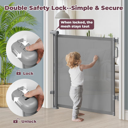 Retractable Baby Gate for Stairs & Doorways, Dog Gate Indoor Outdoor