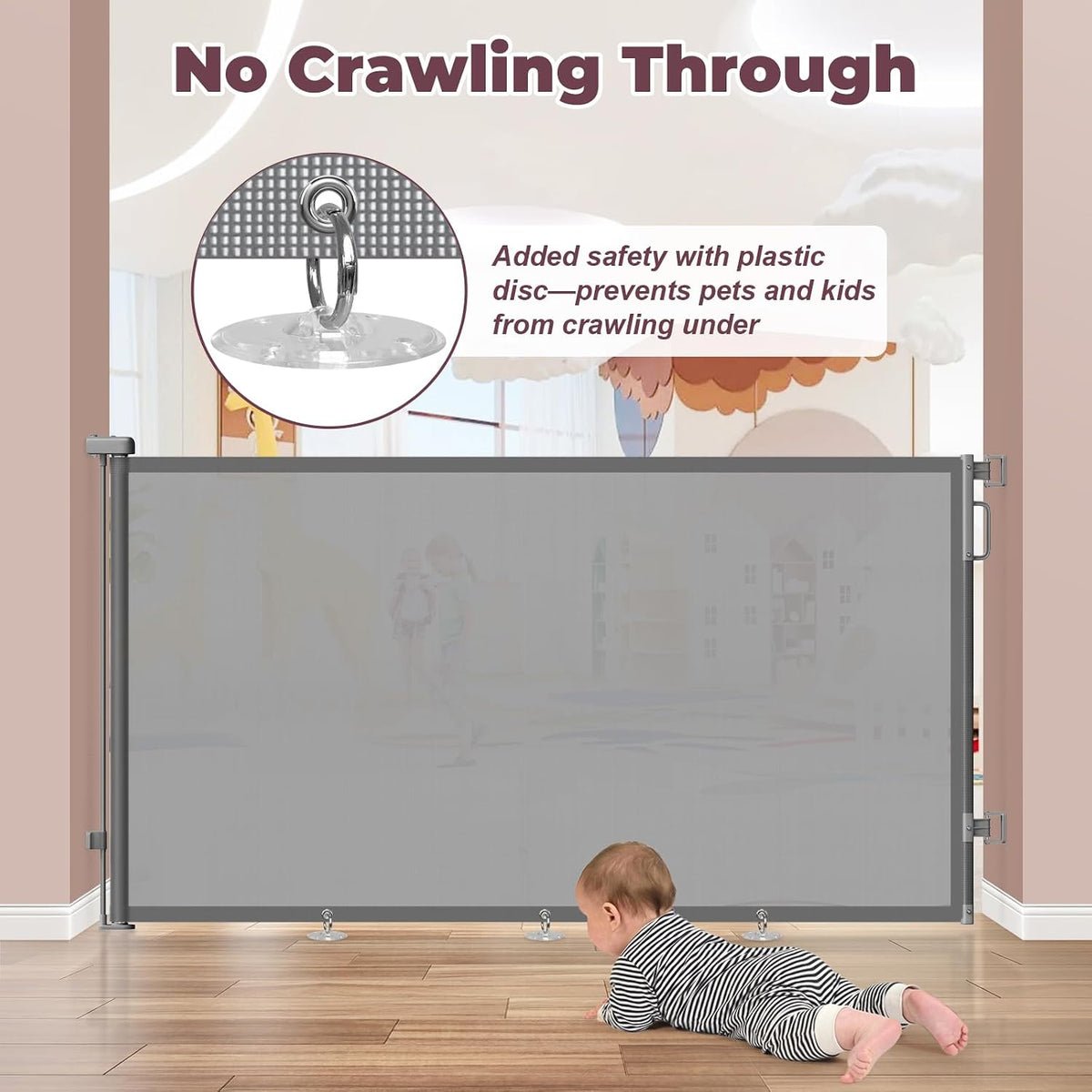 Retractable Baby Gate for Stairs & Doorways, Dog Gate Indoor Outdoor