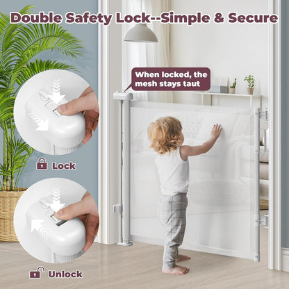 Retractable Baby Gate for Stairs & Doorways, Dog Gate Indoor Outdoor