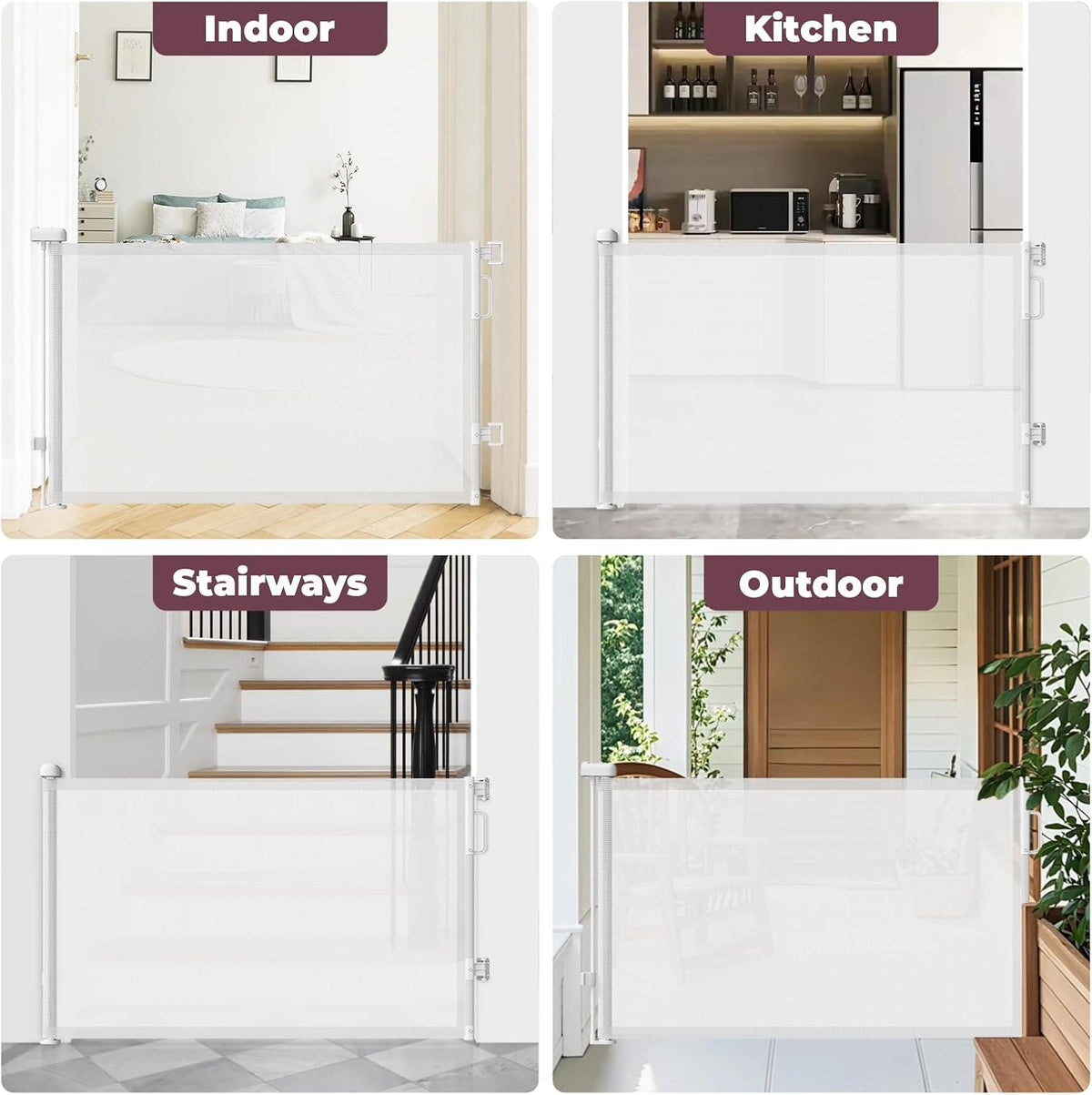 Retractable Baby Gate for Stairs & Doorways, Dog Gate Indoor Outdoor