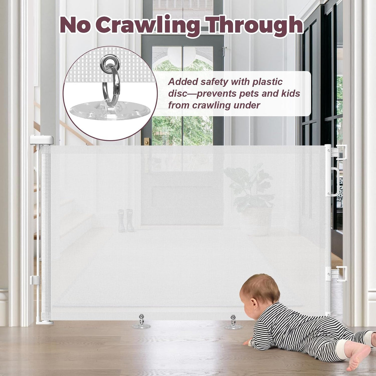 Retractable Baby Gate for Stairs & Doorways, Dog Gate Indoor Outdoor
