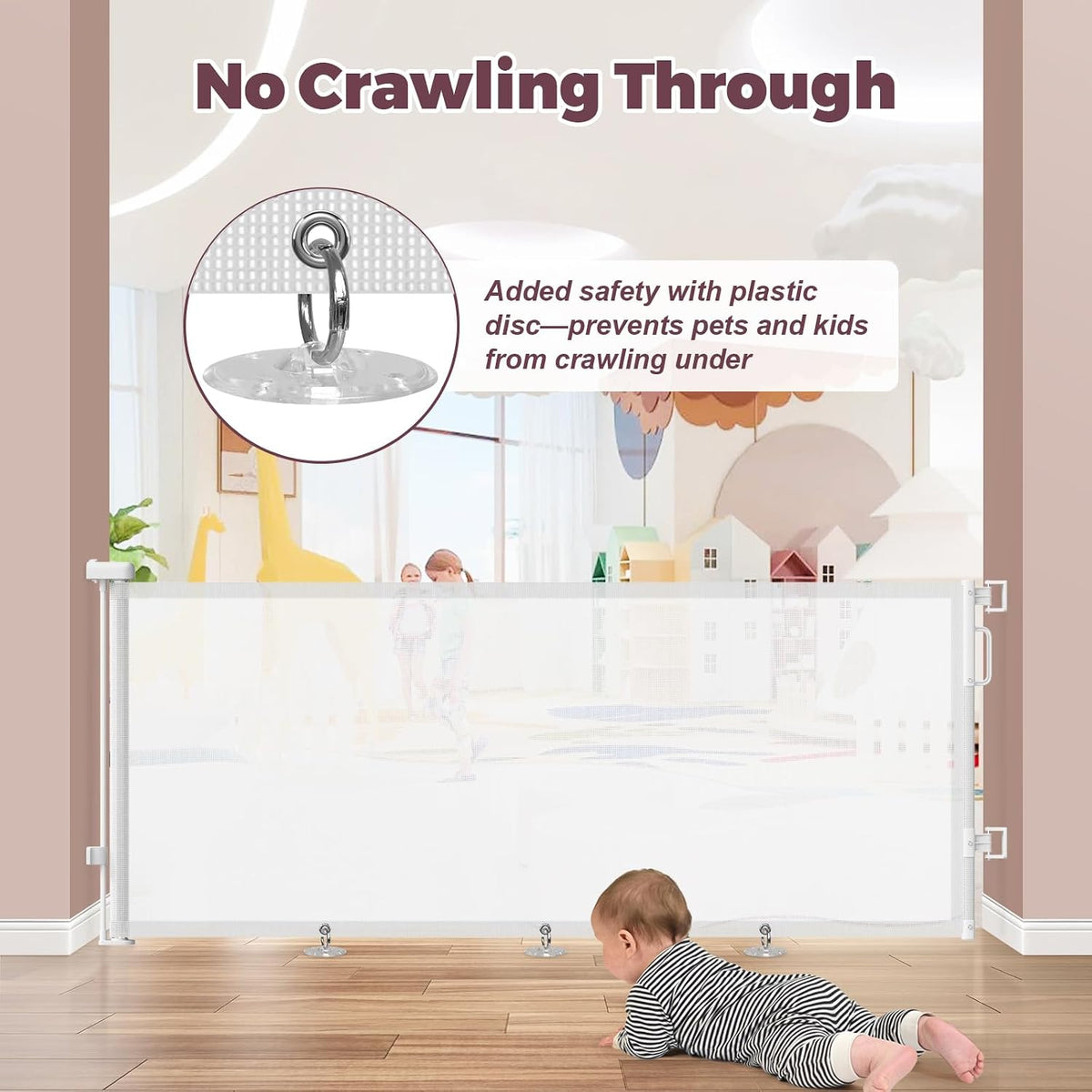Retractable Baby Gate for Stairs & Doorways, Dog Gate Indoor Outdoor