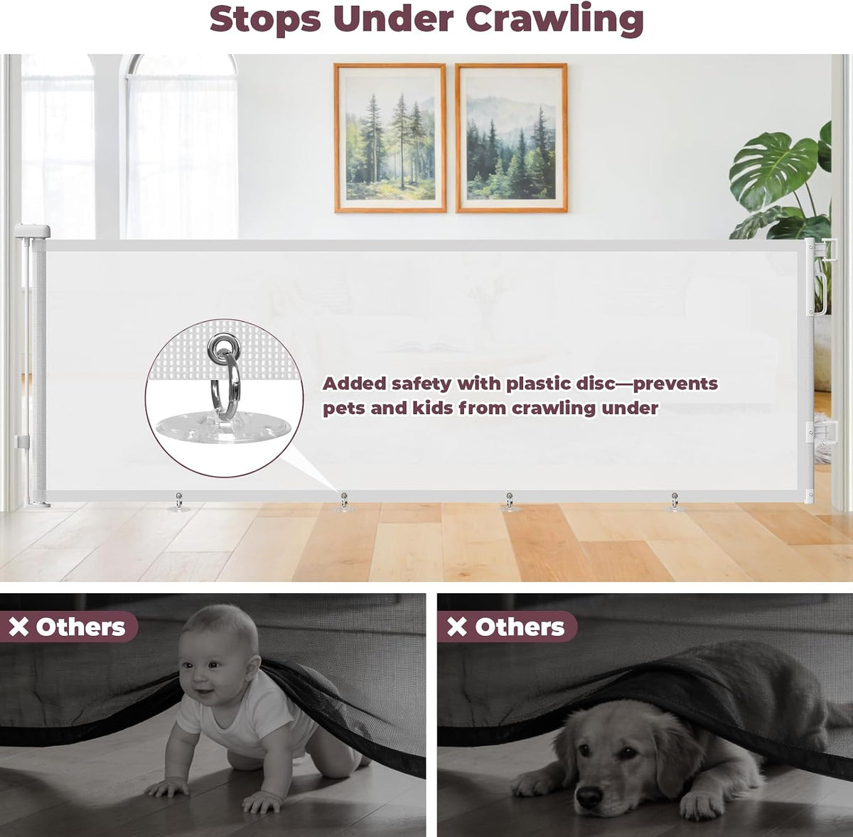 Retractable Baby Gate for Stairs & Doorways, Dog Gate Indoor Outdoor