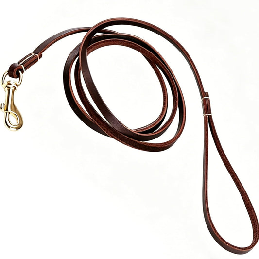 Genuine Thin Leather Dog Leash for Small Dogs, Leather Training Dog Leash for Medium Dogs, Puppy, Cats, Up to 15 lb, 1/3 Inch Wide