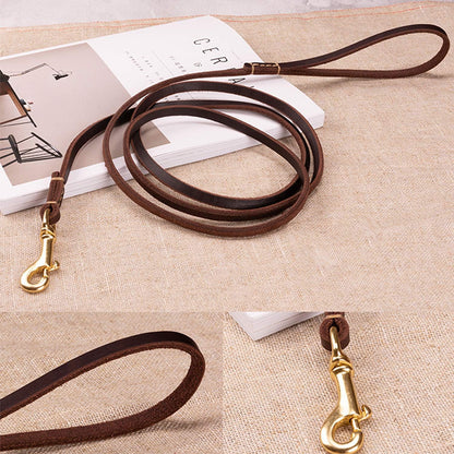 Genuine Thin Leather Dog Leash for Small Dogs, Leather Training Dog Leash for Medium Dogs, Puppy, Cats, Up to 15 lb, 1/3 Inch Wide