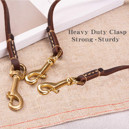 Genuine Thin Leather Dog Leash for Small Dogs, Leather Training Dog Leash for Medium Dogs, Puppy, Cats, Up to 15 lb, 1/3 Inch Wide