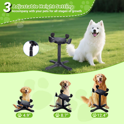 Dog Bowls Elevated Adjustable Stand, Raised Bowl with 3 Heights & Tilted Feeding Stand, Compatible with Various Bowls, for Medium & Large Breeds Black