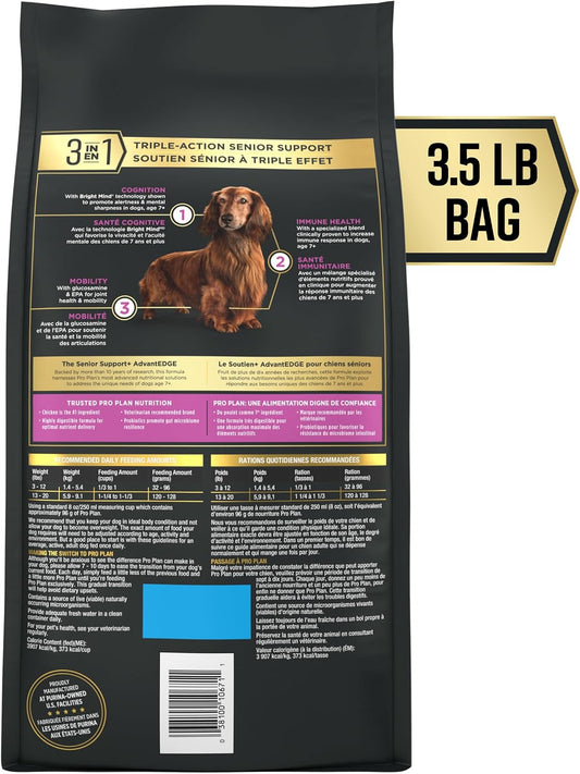 AdvantEDGE Senior Support Plus Small Breed Shredded Blend Chicken and Rice Formula Dry Dog Food - 3.5 lb Bag