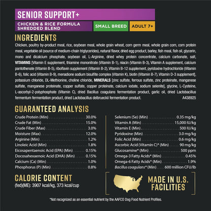 AdvantEDGE Senior Support Plus Small Breed Shredded Blend Chicken and Rice Formula Dry Dog Food - 3.5 lb Bag
