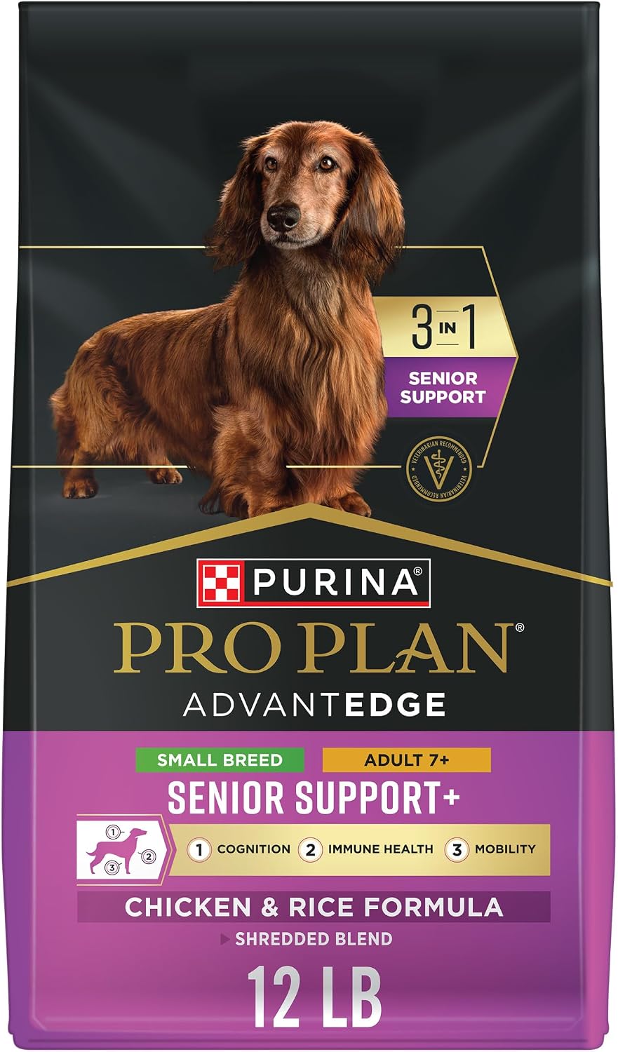 AdvantEDGE Senior Support Plus Small Breed Shredded Blend Chicken and Rice Formula Dry Dog Food - 3.5 lb Bag