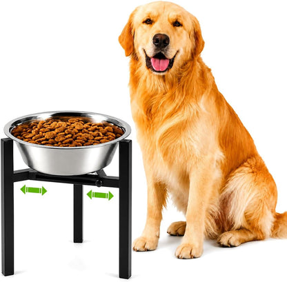 Adjustable Width Dog Bowl Holder - Single Bowl Feeder for Medium to Large Breed Dogs, fits Bowls from 8-11 inches, Sturdy Metal Construction, Ergonomic Design (Bowl not Included)
