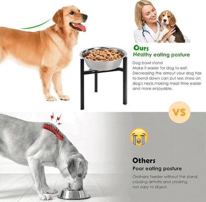 Adjustable Width Dog Bowl Holder - Single Bowl Feeder for Medium to Large Breed Dogs, fits Bowls from 8-11 inches, Sturdy Metal Construction, Ergonomic Design (Bowl not Included)