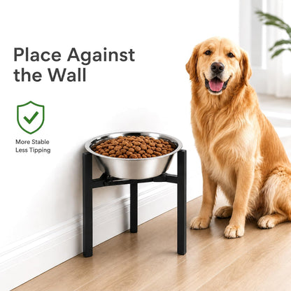 Adjustable Width Dog Bowl Holder - Single Bowl Feeder for Medium to Large Breed Dogs, fits Bowls from 8-11 inches, Sturdy Metal Construction, Ergonomic Design (Bowl not Included)