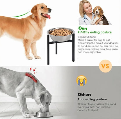 Adjustable Width Dog Bowl Holder - Single Bowl Feeder for Medium to Large Breed Dogs, fits Bowls from 8-11 inches, Sturdy Metal Construction, Ergonomic Design (Bowl not Included)
