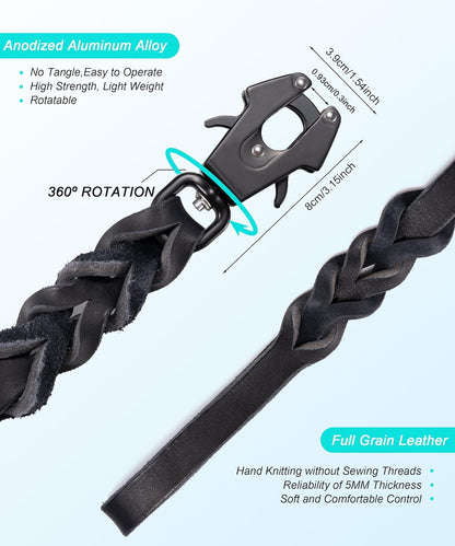 Genuine Leather Heavy Duty Dog Leash for Medium and Large Dogs