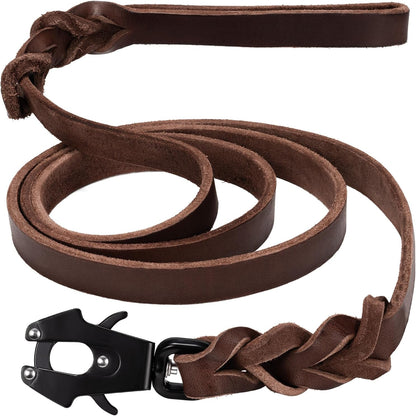 Genuine Leather Heavy Duty Dog Leash for Medium and Large Dogs