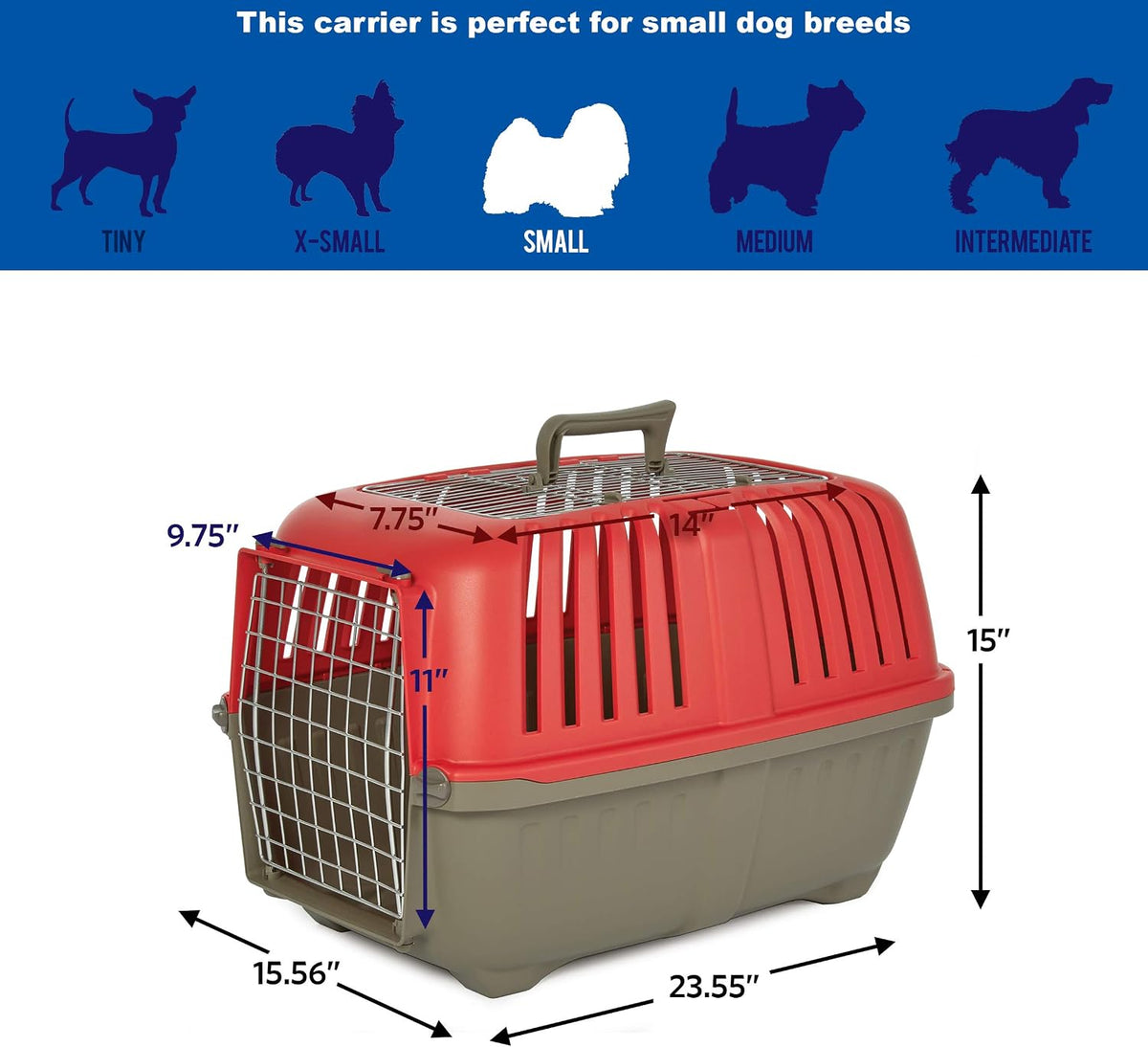 Spree by Midwest 24-Inch Travel Carrier, Blue, Fits Pets up to 25 lbs