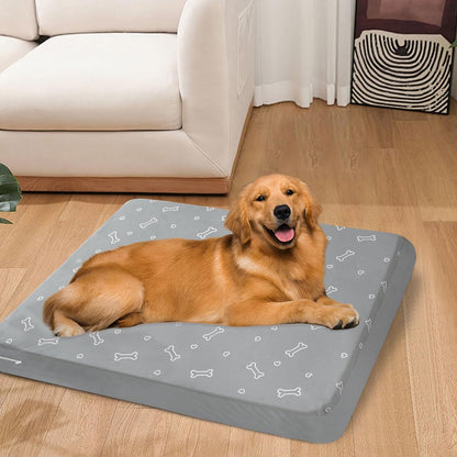 Waterproof Dog Bed Cover, Grey Bone Print 27 x 36 x 4 Inch, Cover Only | Removable Dog Bed Covers Replacement Washable with Smooth Zipper, Indoor/Outdoor, for Dog/Cat