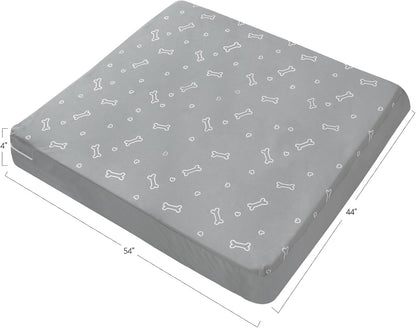 Waterproof Dog Bed Cover, Grey Bone Print 27 x 36 x 4 Inch, Cover Only | Removable Dog Bed Covers Replacement Washable with Smooth Zipper, Indoor/Outdoor, for Dog/Cat