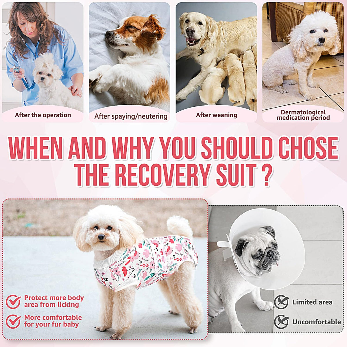 Recovery Suit for Dogs, Female Male Spay Neuter Post Surgery Suit