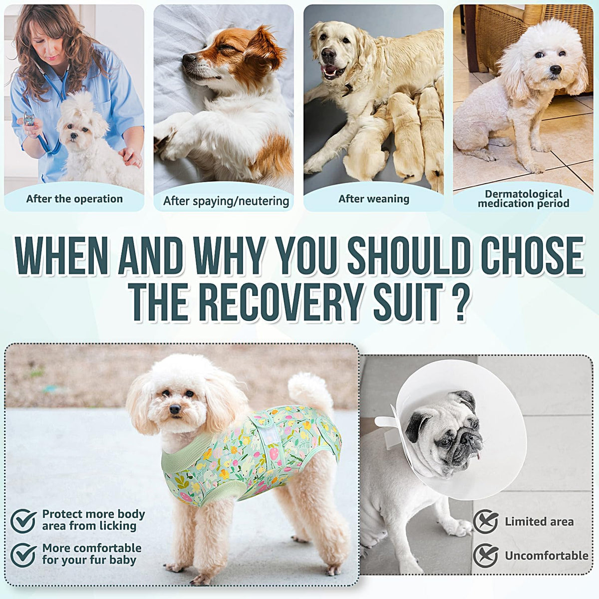 Recovery Suit for Dogs, Female Male Spay Neuter Post Surgery Suit